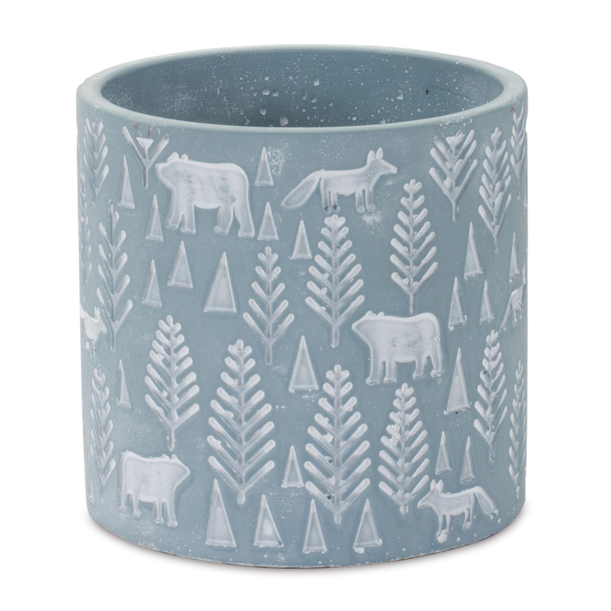 Container (Set of 2) 4 inchesD x 3.5 inchesH, 5.25 inchesD x 5 inchesH Cement, BLUE/WHITE, alternate image number 1