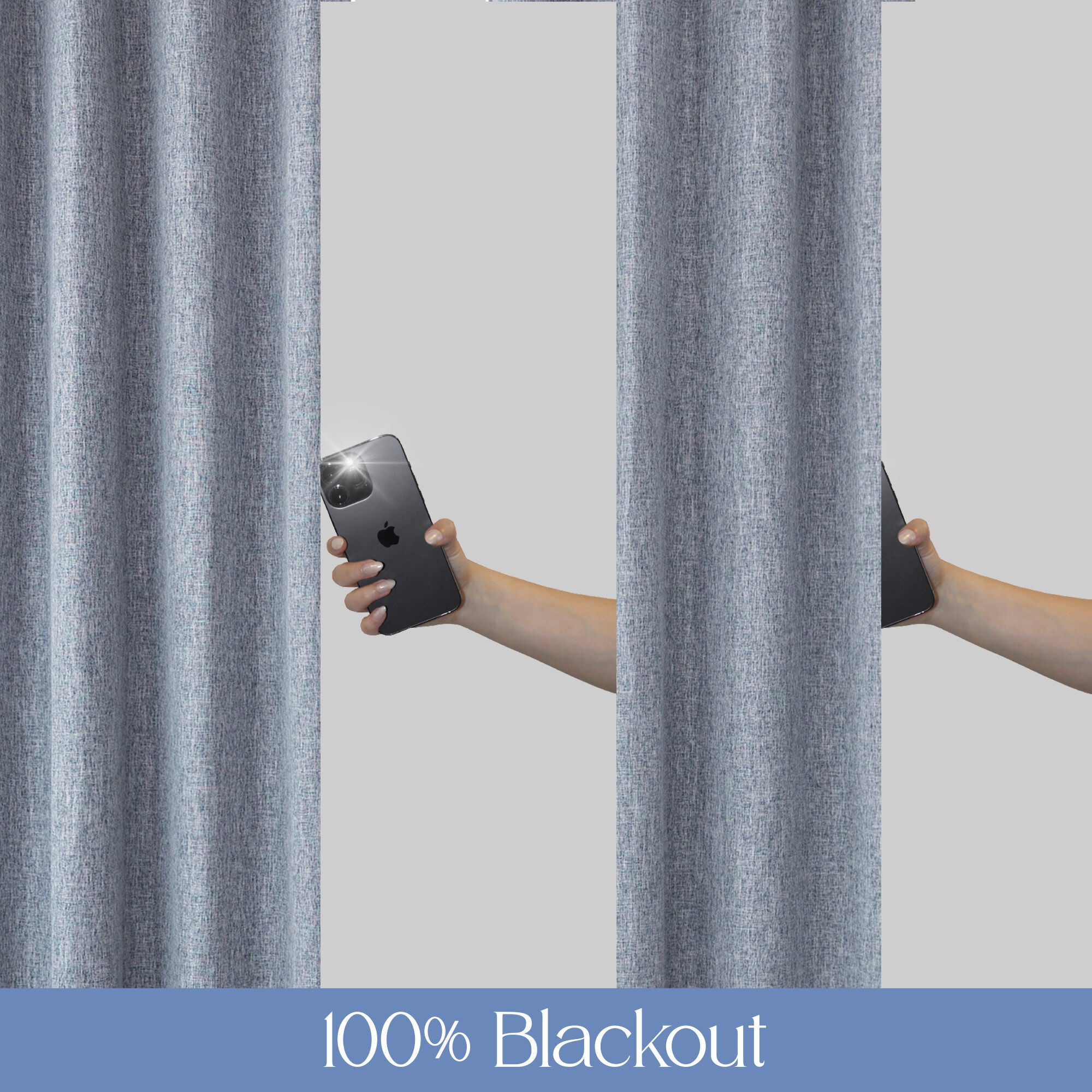 Linen Texture 100% Blackout Grommet Pair, HEATHER BLUE, alternate image number 5