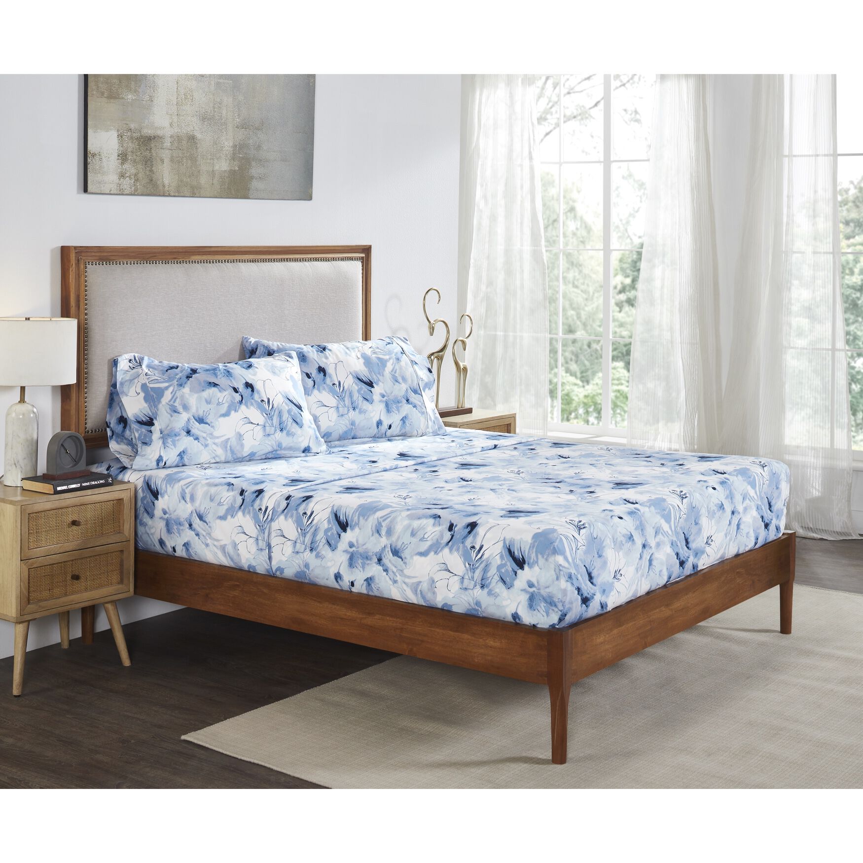 Rosalia Collection 100% Microfiber Nautical Bedsheet Set, BLUE, hi-res image number 0