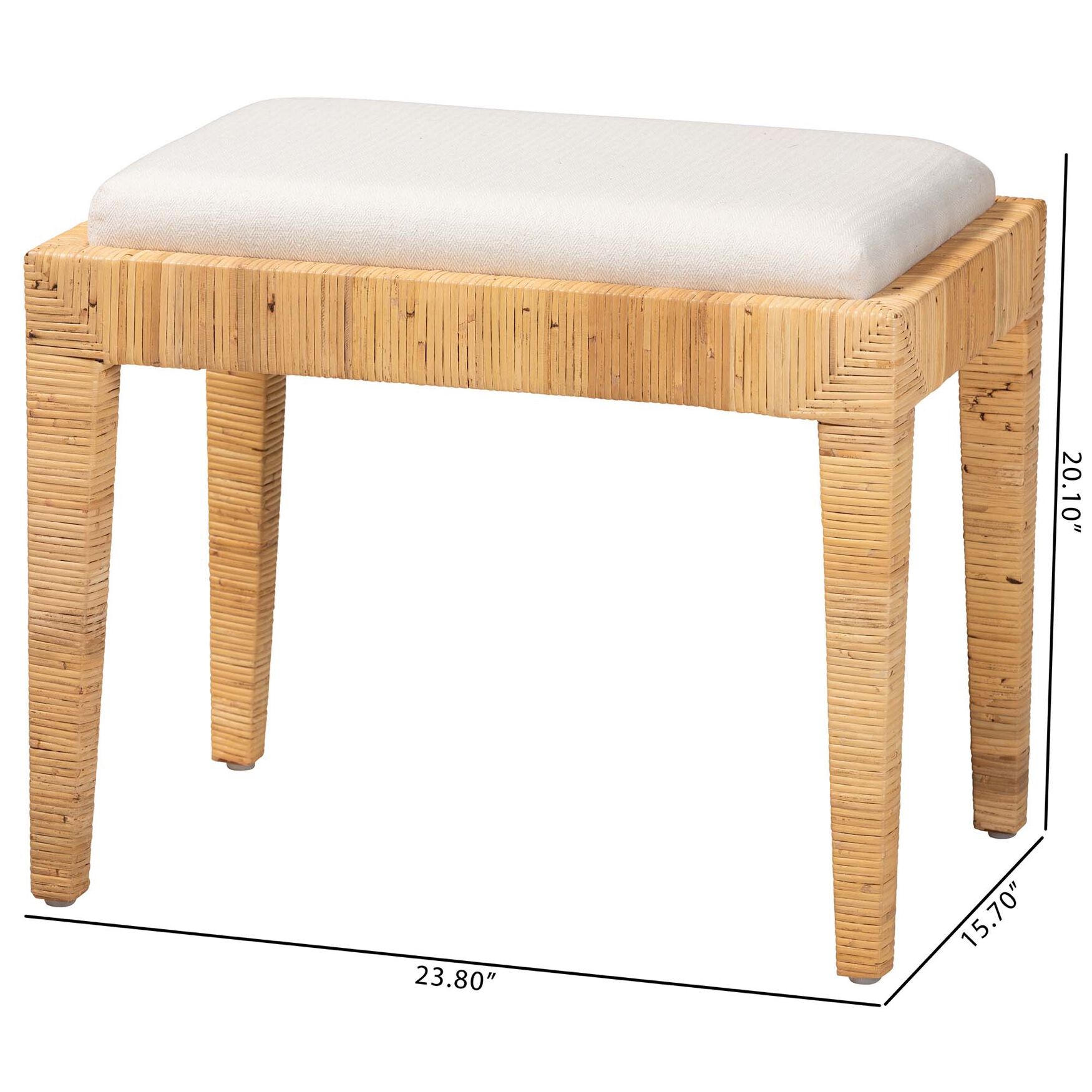 Sofia Modern Bohemian Natural Brown Rattan And Mahogany Wood Ottoman, , alternate image number 6