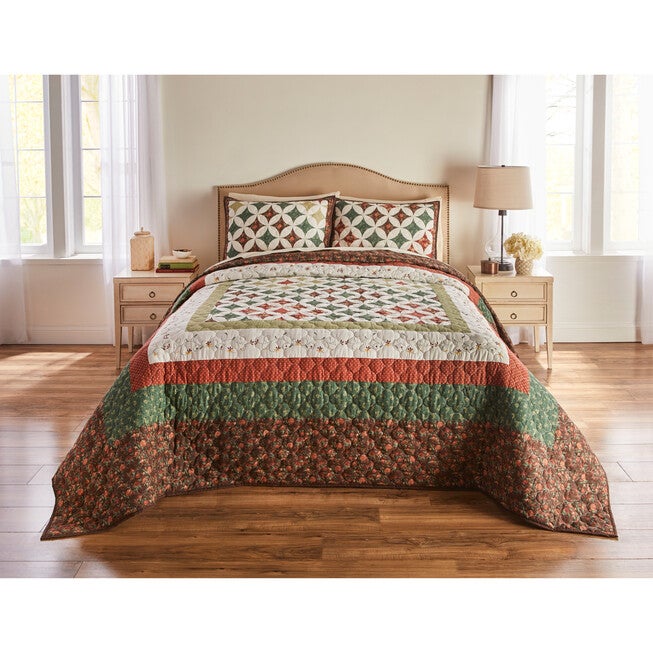 Heritage Border Bedspread Collection, BROWN, hi-res image number 0