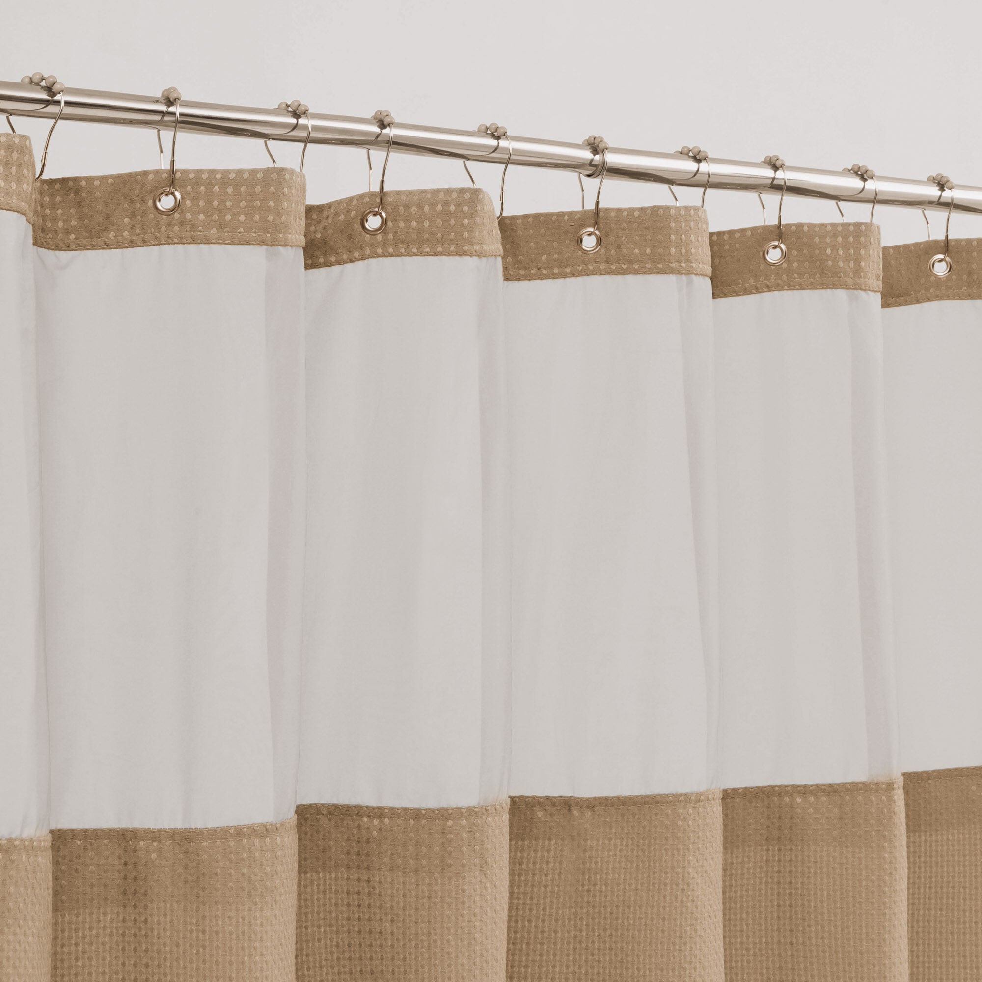 Dobby Waffle Shower Curtain with Snap-in Liner, Hooks included, COFFEE, alternate image number 3