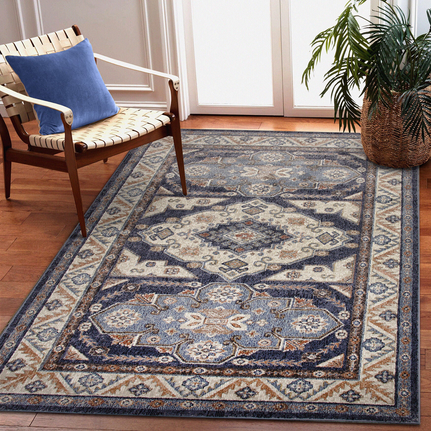 Ariana Floral Medallion Indoor Area Rug Blue, , alternate image number 4