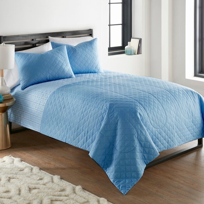 Seersucker Solid Blue 6-In-1 Quilt Set, , alternate image number 3