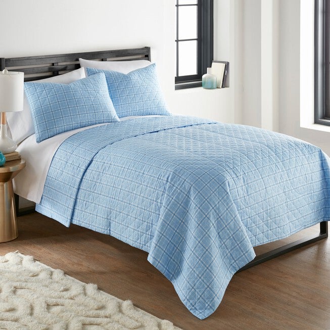 Seersucker Solid Blue 6-In-1 Quilt Set, , alternate image number 2