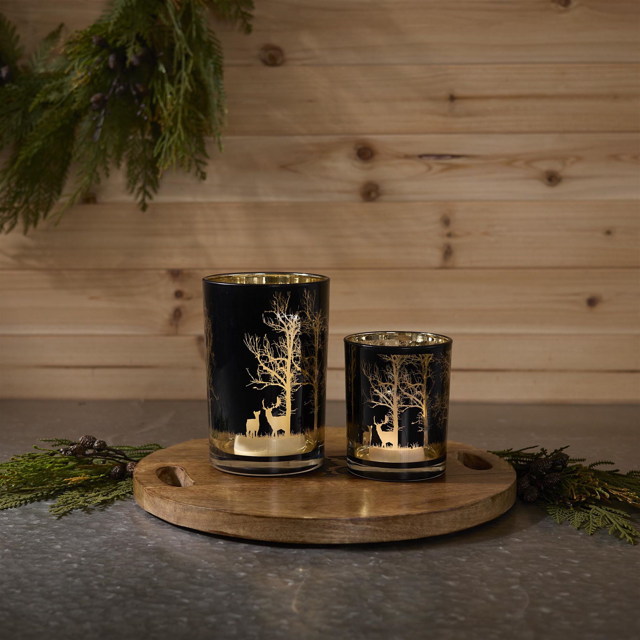 Mossy Oak Deer Candle Holder (Set of 2), BLACK GOLD, alternate image number 1