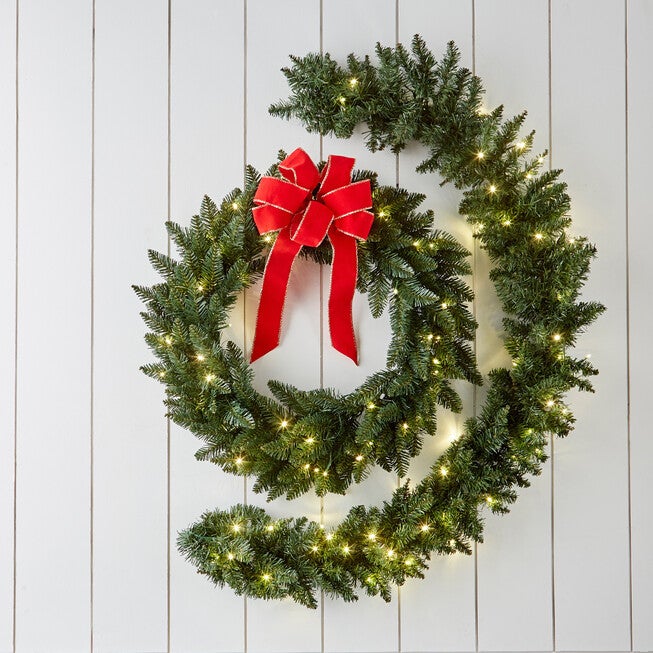 24 inches Pre-Lit Canadian Pine Arrow Tip Wreath, , alternate image number null