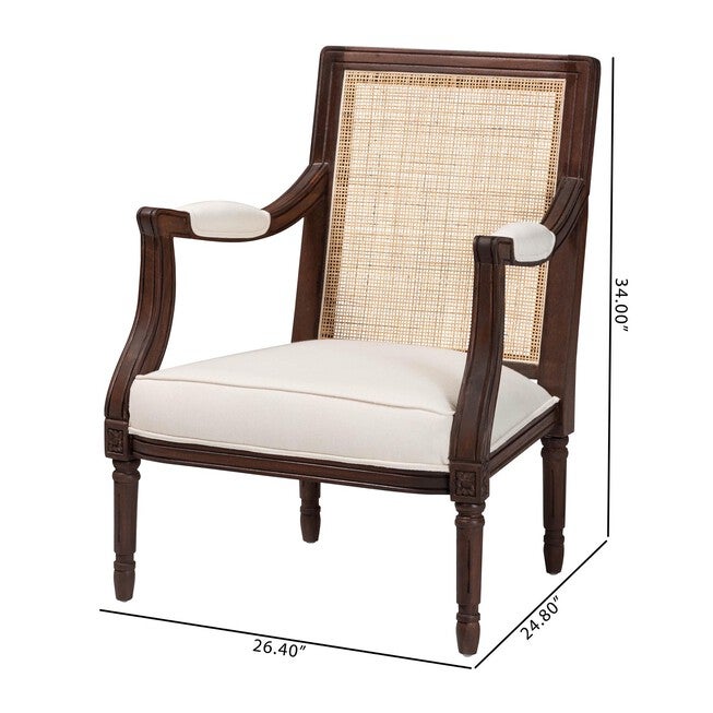 Garridan Traditional French Beige Fabric And Dark Brown Finished Wood Accent Chair, , alternate image number 16