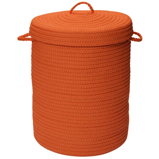 Solid Texture Hamper with Lid, ORANGE, hi-res image number null