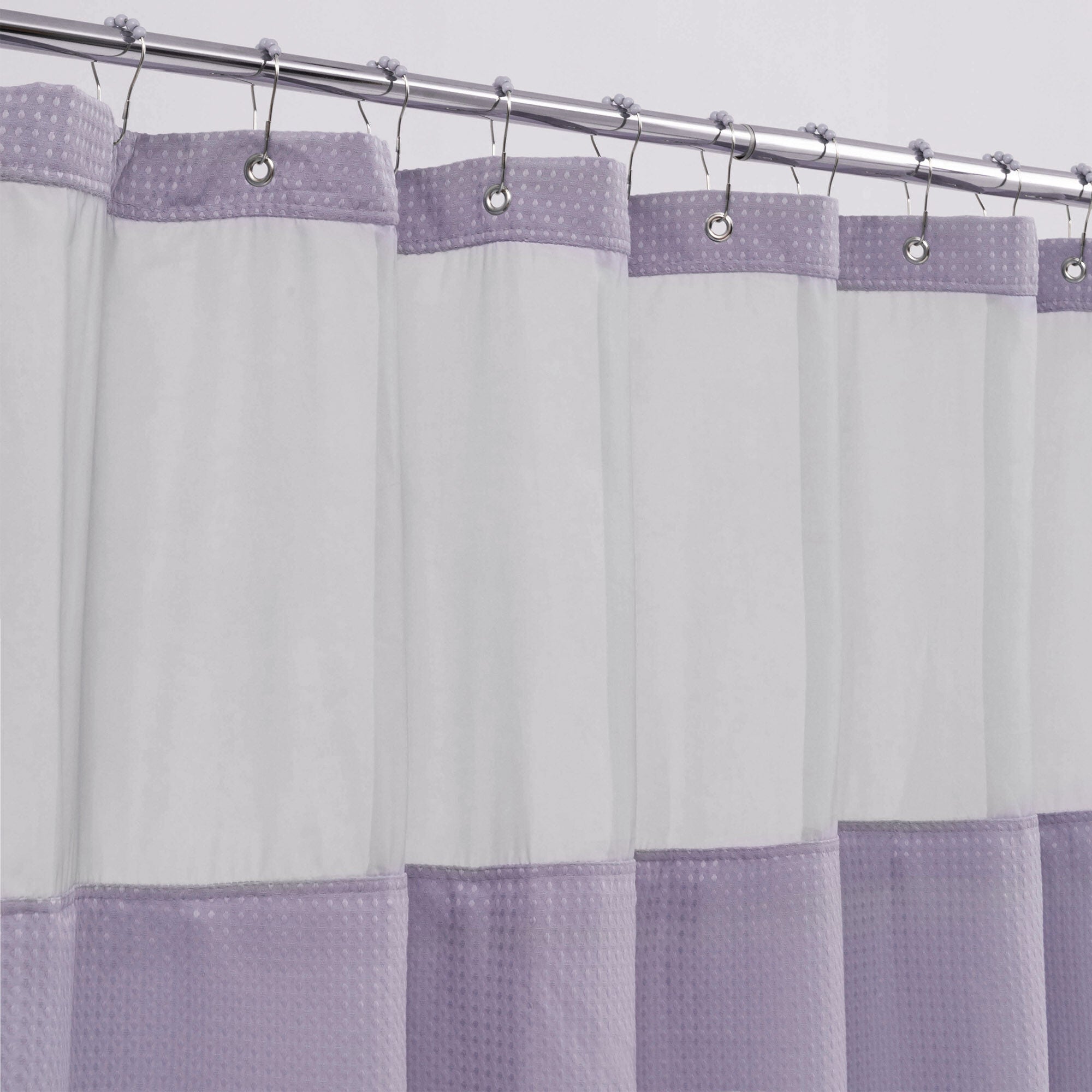 Dobby Waffle Shower Curtain with Snap-in Liner, Hooks included, LAVENDER, alternate image number 3