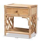 Camara Modern Bohemian Natural Brown Rattan 1-Drawer Nightstand, , alternate image number null