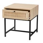 Caterina Mid-Century Modern Transitional Natural Brown Finished Wood And Natural Rattan 1-Drawer Nightstand, , on-hover image number null