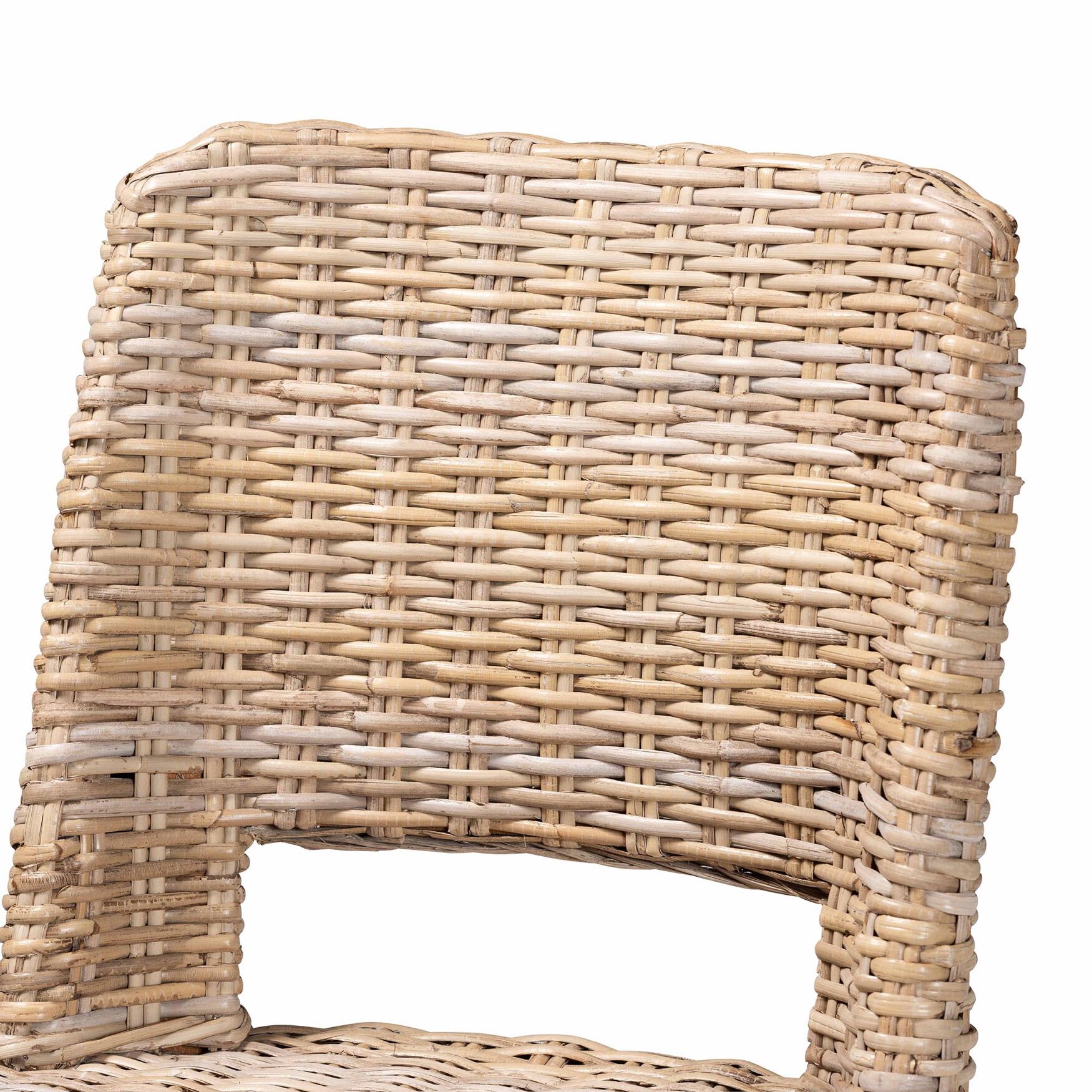 Magy Modern Bohemian Grey Kubu Rattan and Mahogany Wood Bar Stool, , alternate image number 10