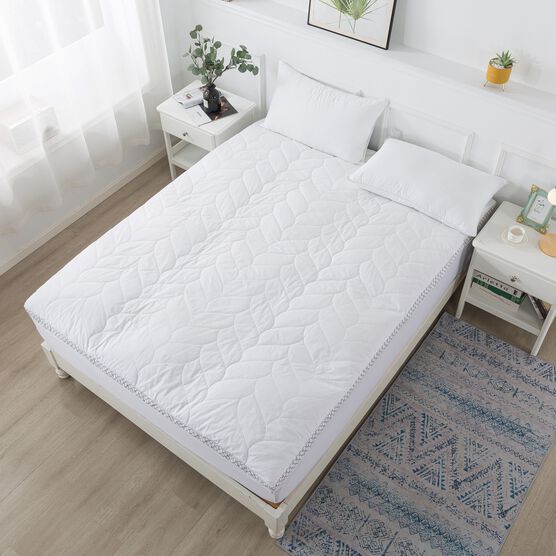 Cotton Quilted Dual Chamber 1.5 In. Feather Topper Mattress Toppers, WHITE, hi-res image number null