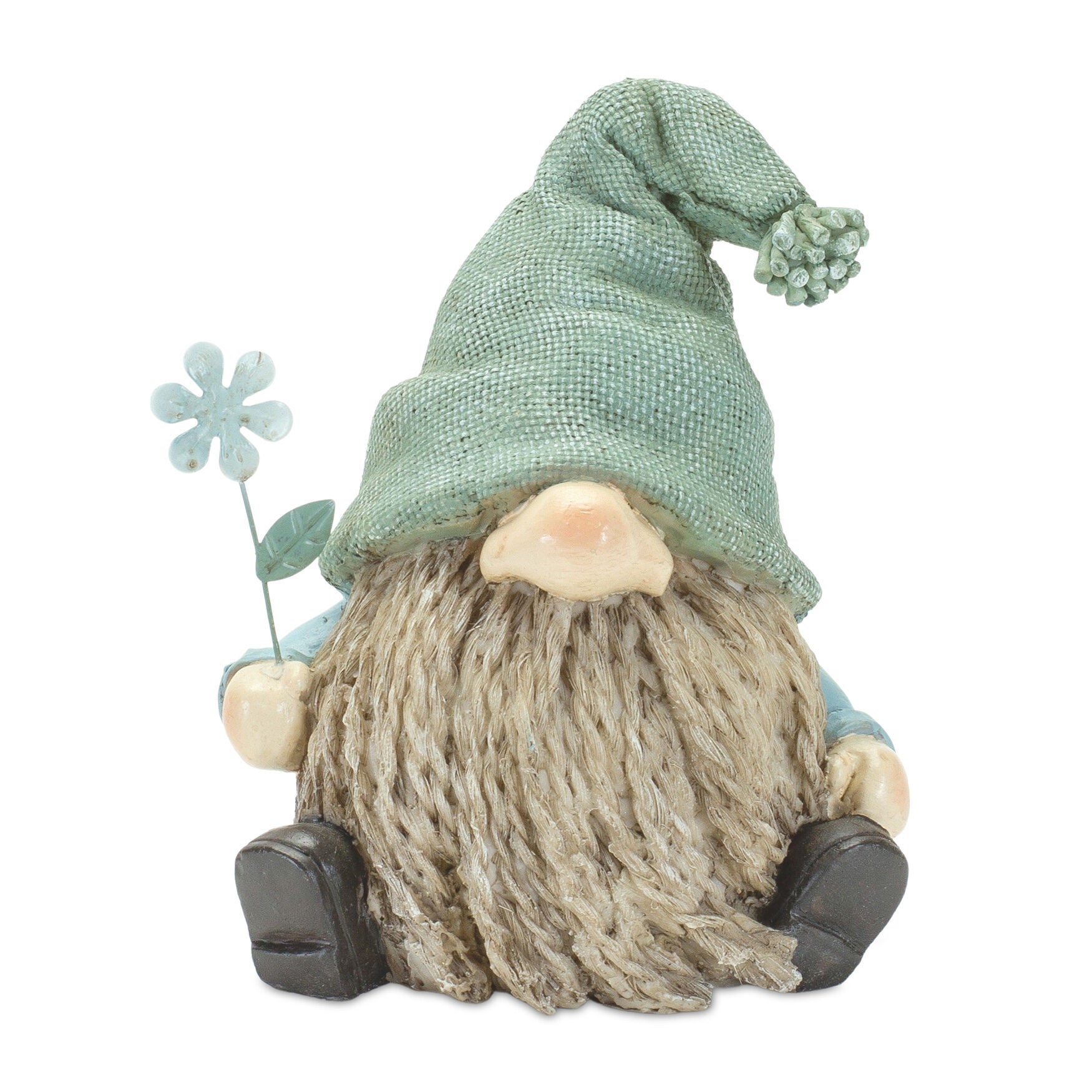 Stone Garden Gnome Figurine With Flower Stem Accent (Set Of 4), , on-hover image number 1