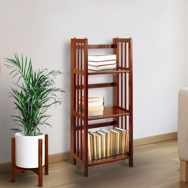 3-Shelf Folding Bookcase 14 inches Wide-Walnut, , alternate image number 9