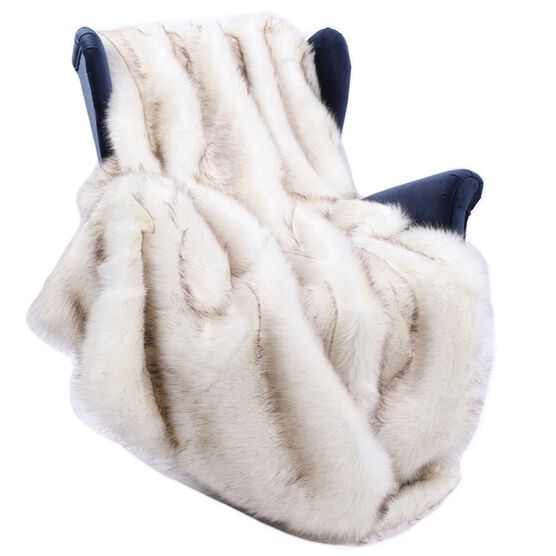 Battilo Home Luxury Fox Faux Fur Warm Elegant Cozy Throw Decorative Blanket Bed Sofa Blanket, 51" x 67", WHITE, hi-res image number null