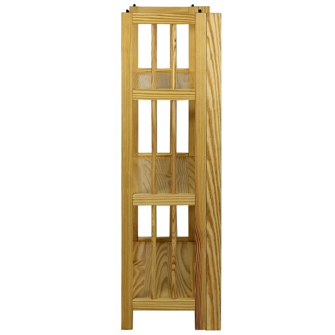 3-Shelf Folding Stackable Bookcase 27.5 inches Wide-Natural, , alternate image number 2