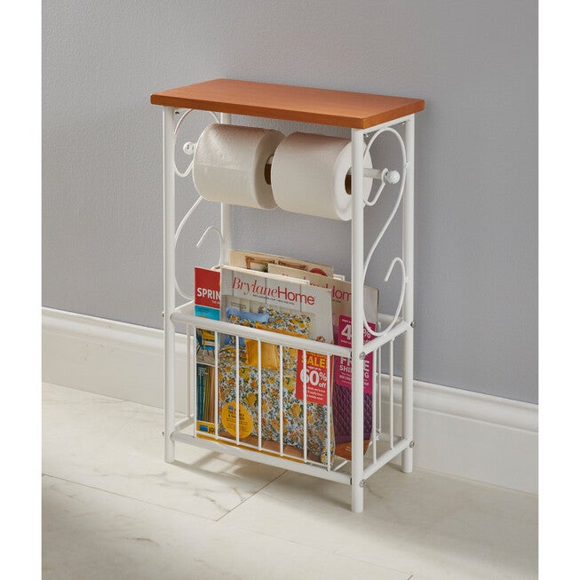 Scroll Toilet Paper & Magazine Holder, WHITE, hi-res image number null