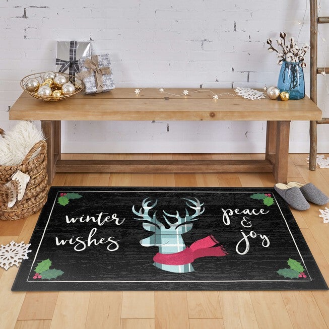 Winter Wishes Black Kitchen Rug, , alternate image number 3