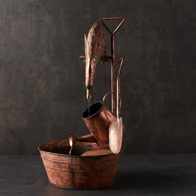 Rustic Metal Fountain With Duck And Watering Can 33 inchesH, , alternate image number 2
