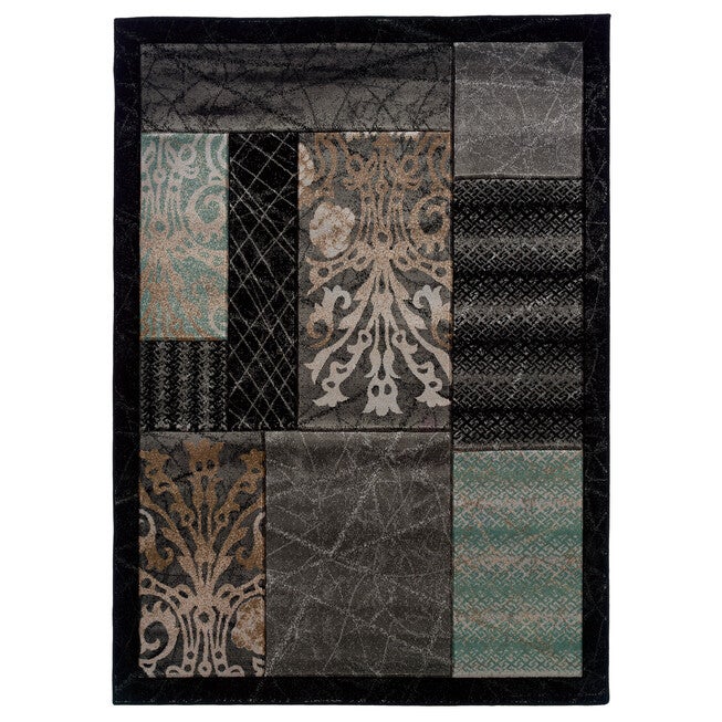 Milan Black/Black 8'X10' Area Rug, BLACK BLOCK, hi-res image number 0