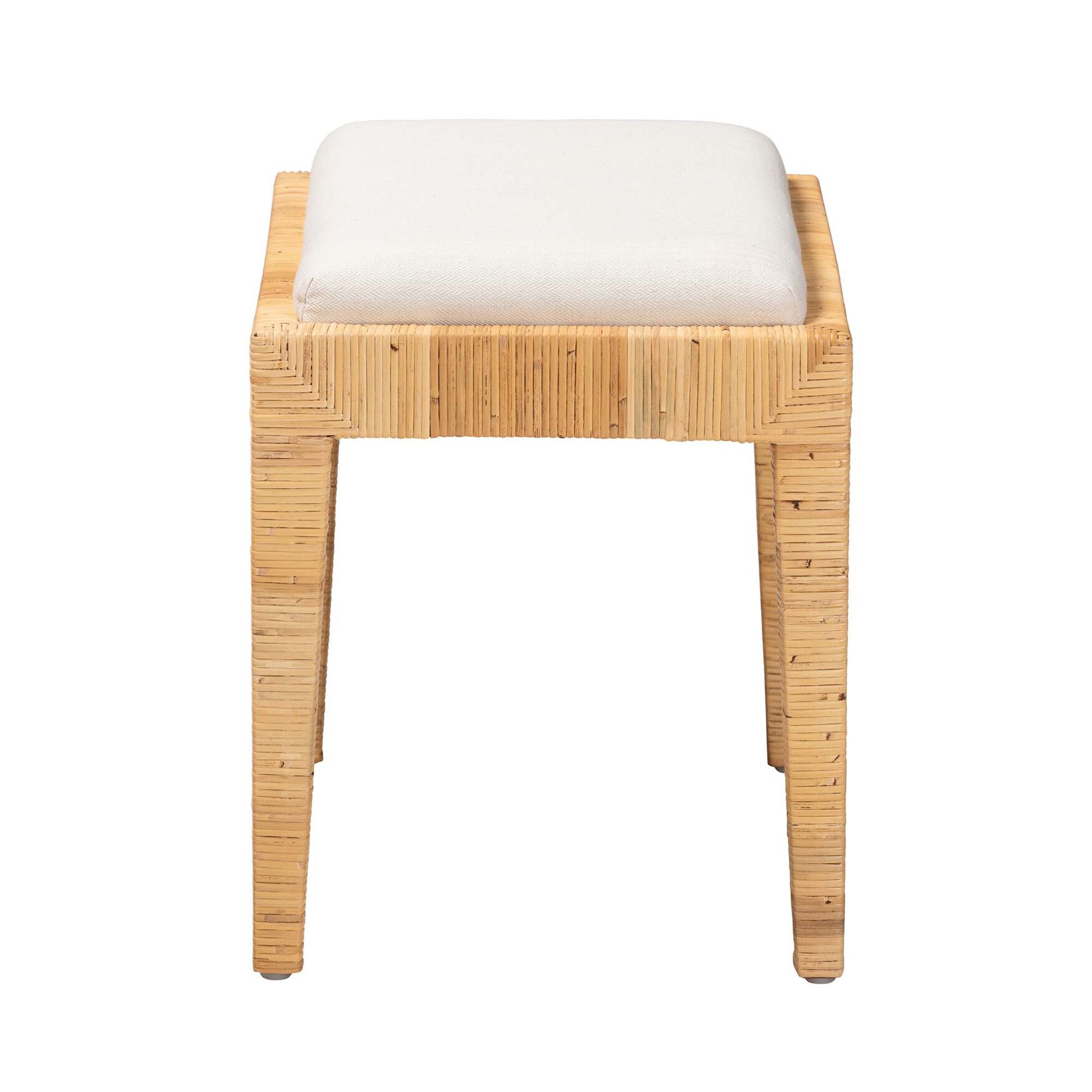 Sofia Modern Bohemian Natural Brown Rattan And Mahogany Wood Ottoman, , alternate image number 2