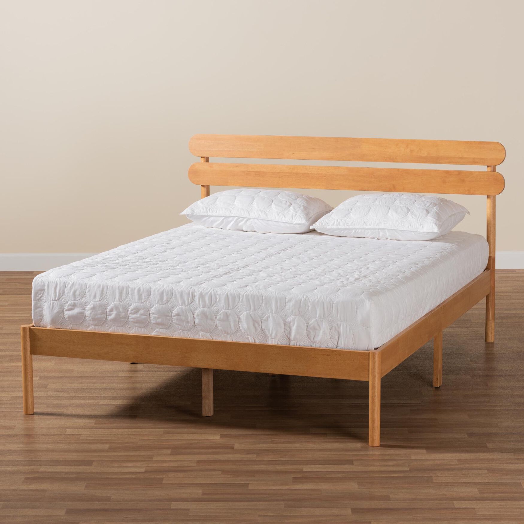 Quincia Japandi Sandy Brown Finished Wood Queen Size Platform Bed, , alternate image number 7
