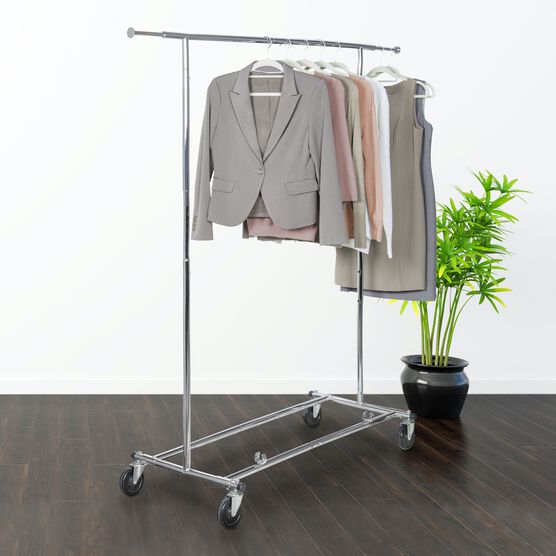 Knock Down Adjustable, Expandable Commercial Garment Rack, CHROME, hi-res image number null