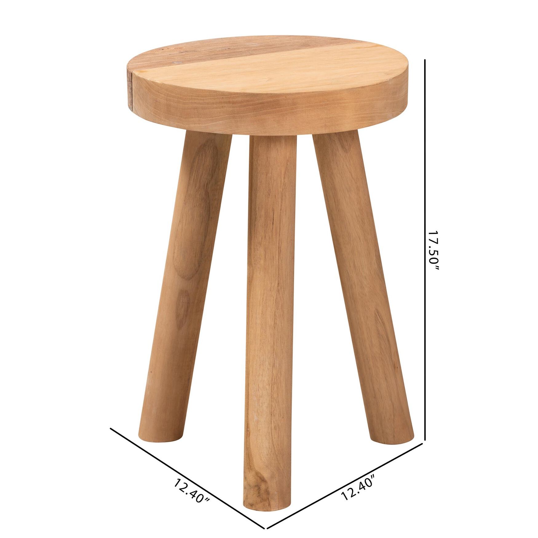 Terah Mid-Century Modern Natural Brown Teak Wood Ottoman Footstool, , alternate image number 7