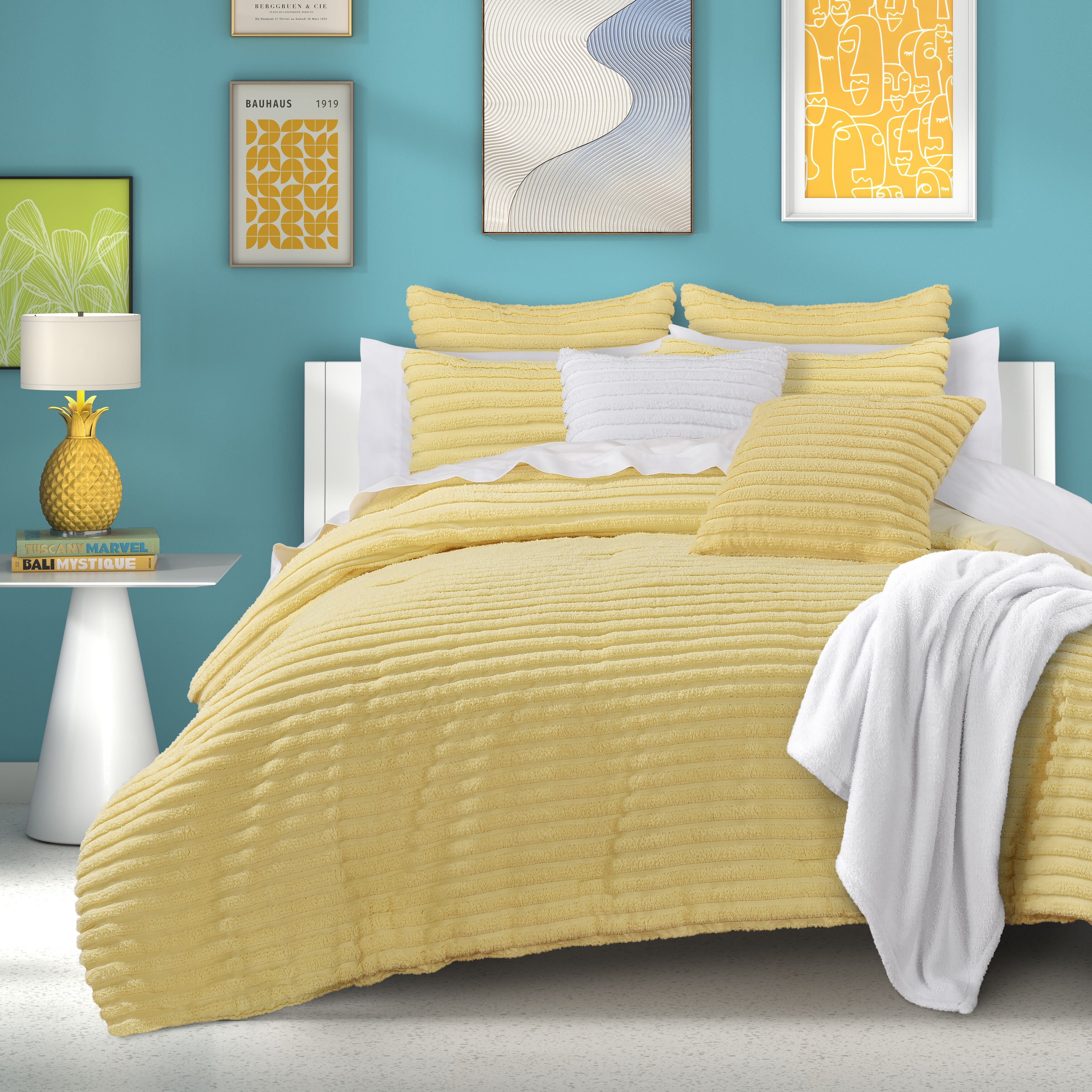 DARBY KING/CAL KING 3PC. COMFORTER SET, YELLOW, hi-res image number 0