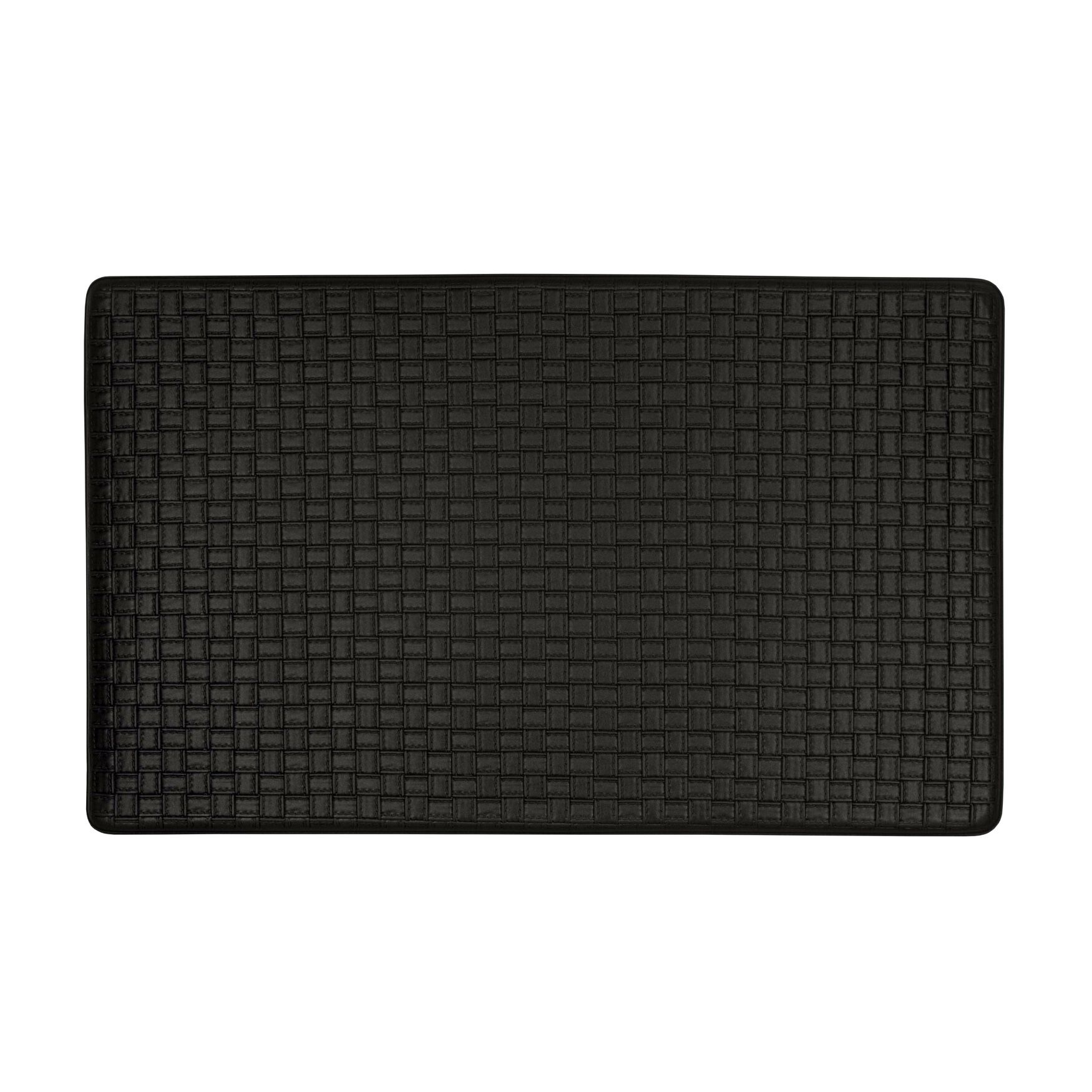 Woven Embossed Faux Leather Anti Fatigue Mat, BLACK, hi-res image number 0