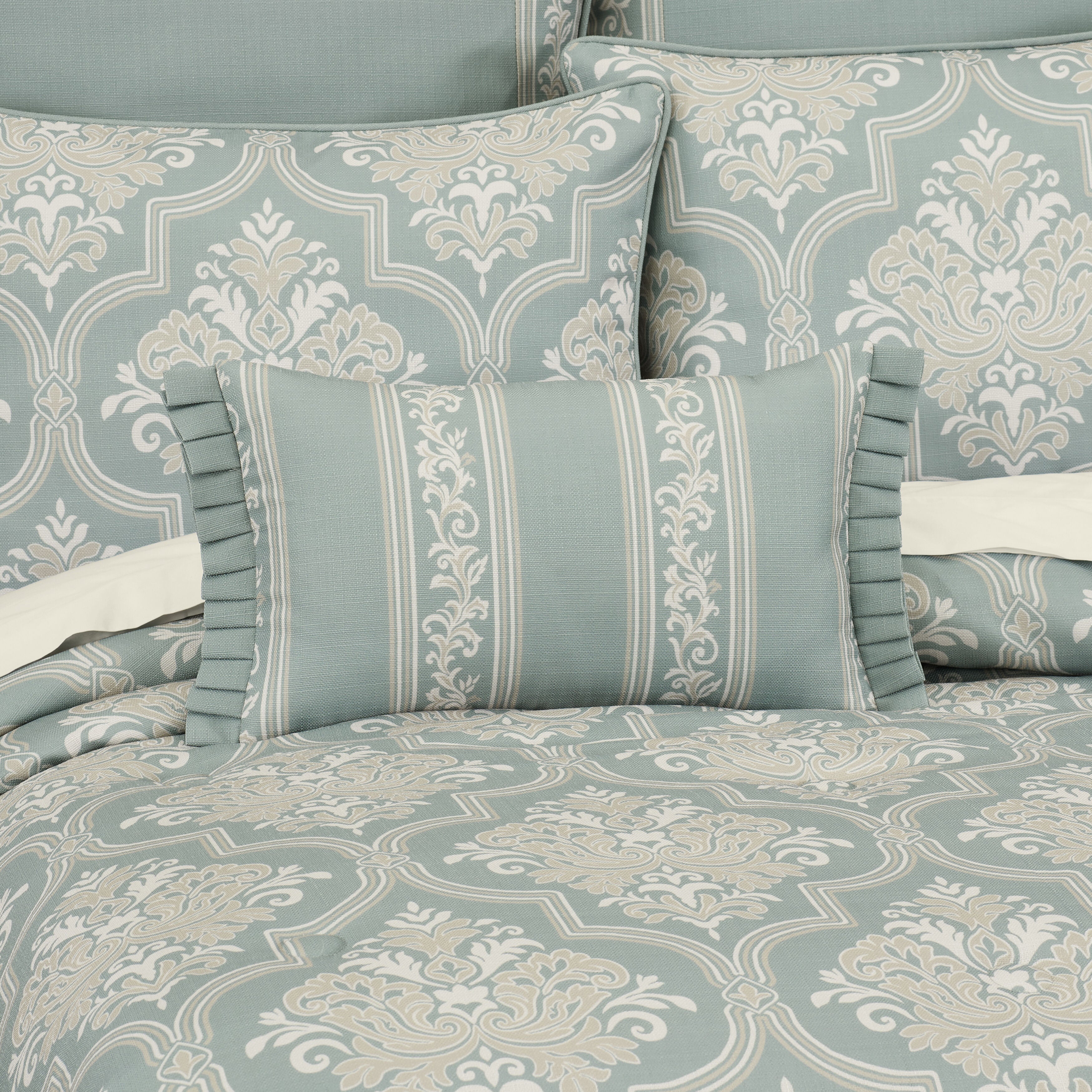 TRANQUILITY BOUDOIR DECORATIVE THROW PILLOW, AQUA, alternate image number 2