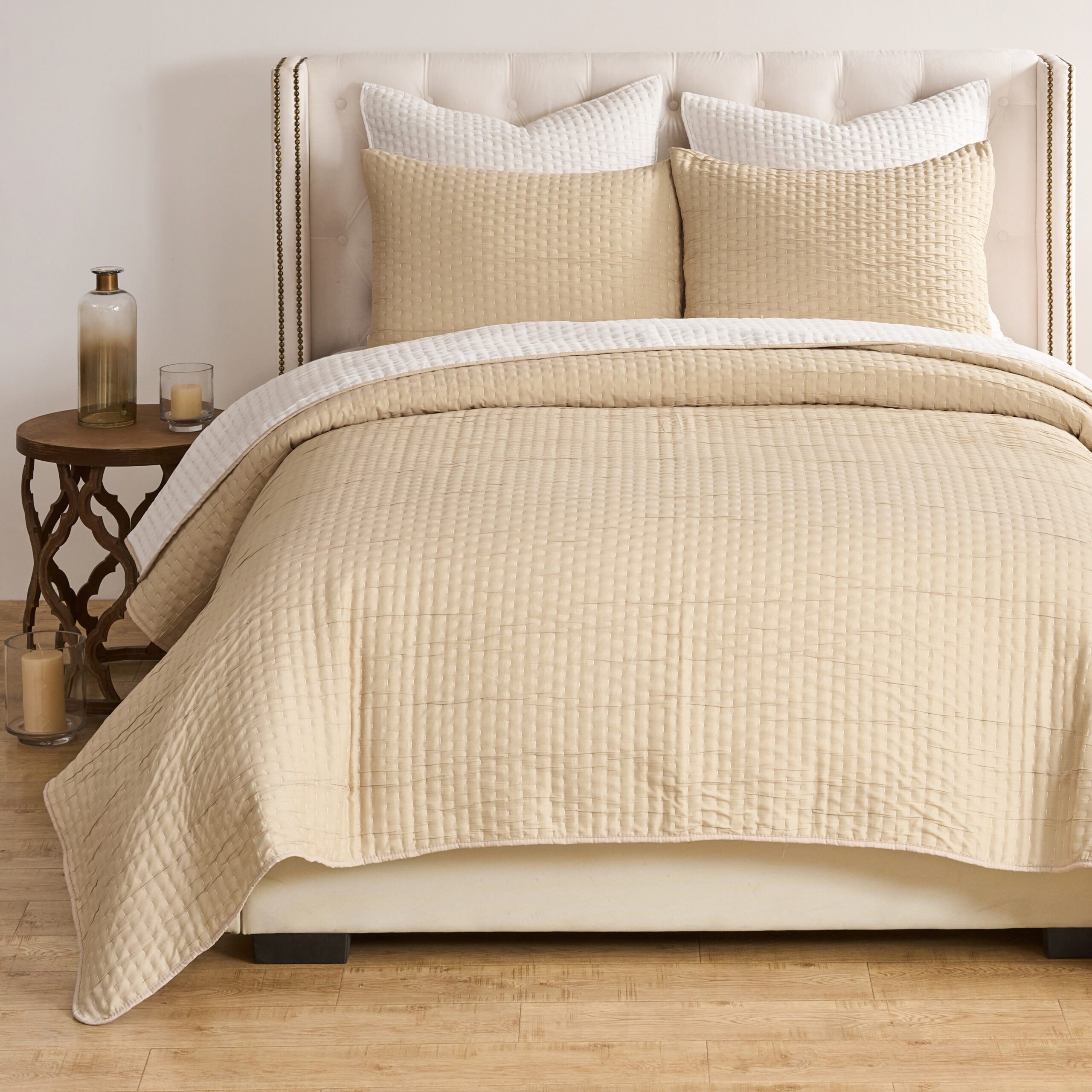 Homestead Rustic Farmhouse Matelassé Coverlet Set, NATURAL, alternate image number 1