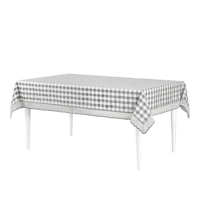 Buffalo Check Tablecloth - 60-in x 120-in, GREY, hi-res image number 0