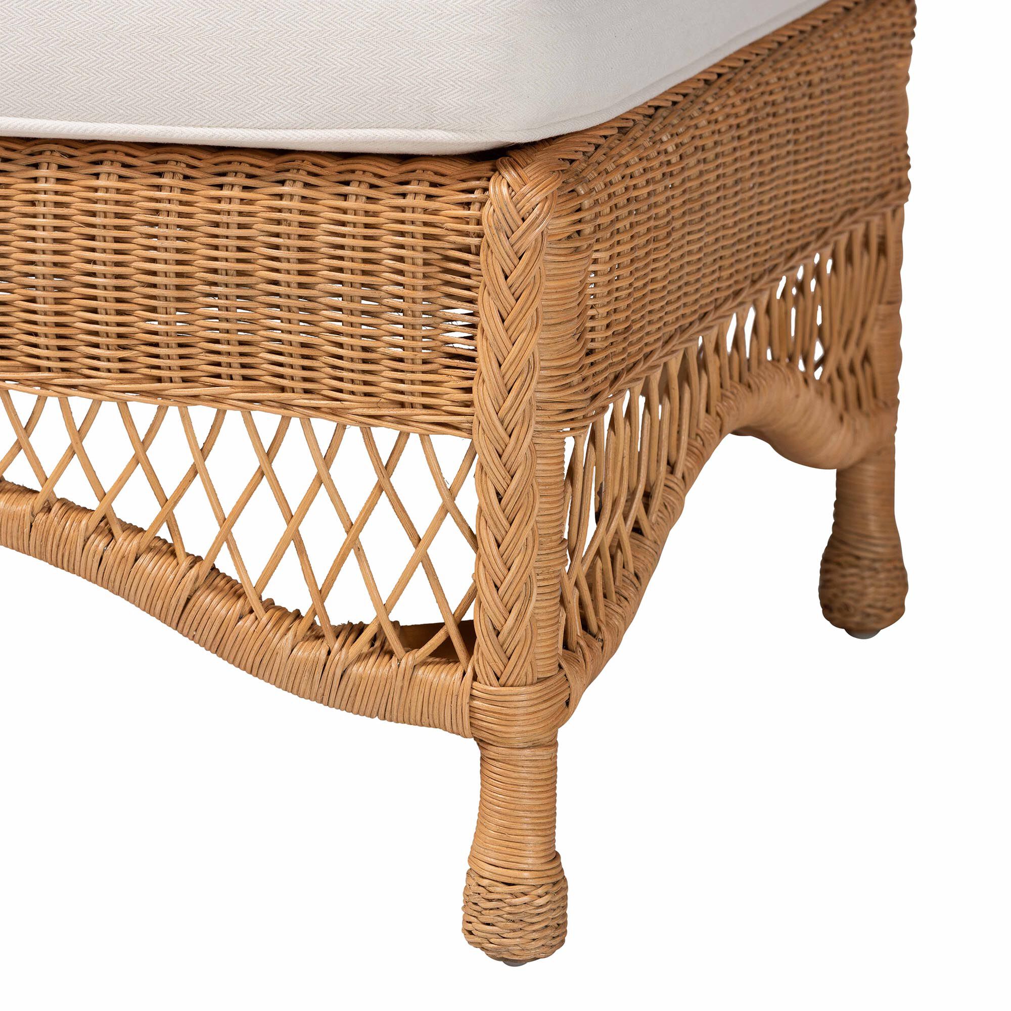 Brooklyn Bohemian Light Honey Braided Rattan Ottoman Stool, LIGHT, alternate image number 4
