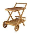 Brown Teak Wood Traditional Rolling Serving Cart, BROWN, hi-res image number null
