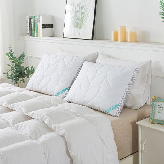 Antimicrobial Quilted Nano Feather Gusseted Pillow Bed Pillow, , on-hover image number null