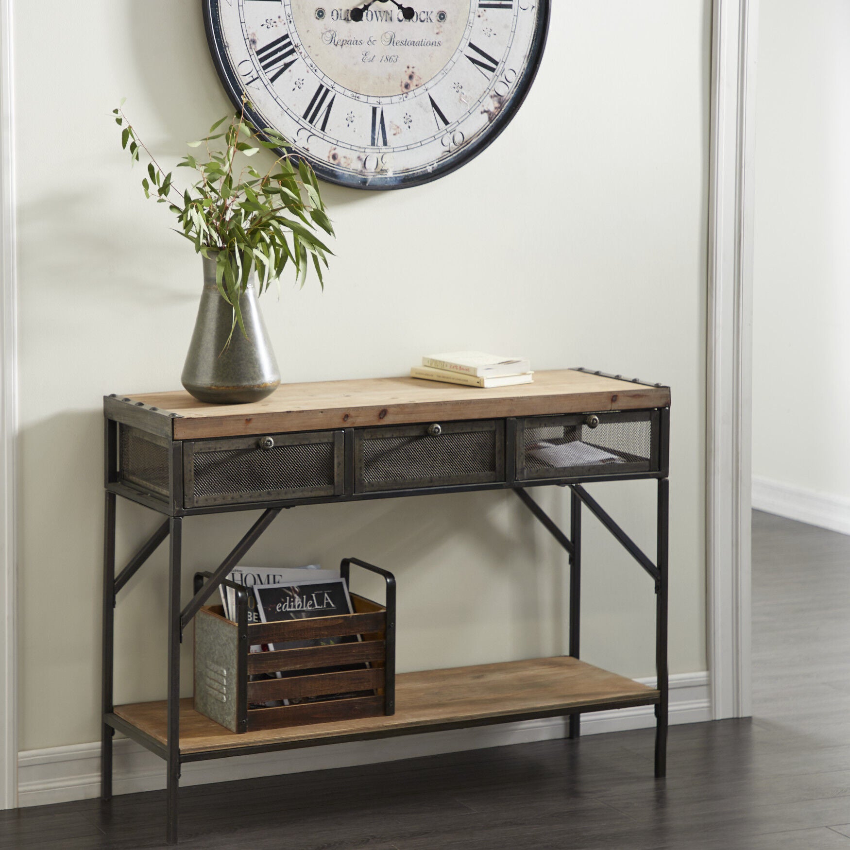 Brown Industrial Metal Console Table, 32 x 43, , alternate image number 6