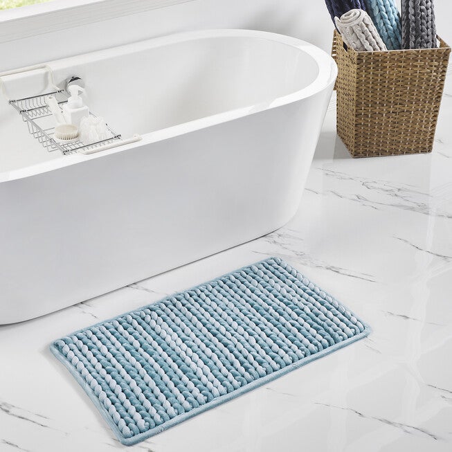 Christa Collection 25% Cotton & 75% Polyester 17 inches X 24 inches Rectangle Bath Rug, AQUA, hi-res image number null