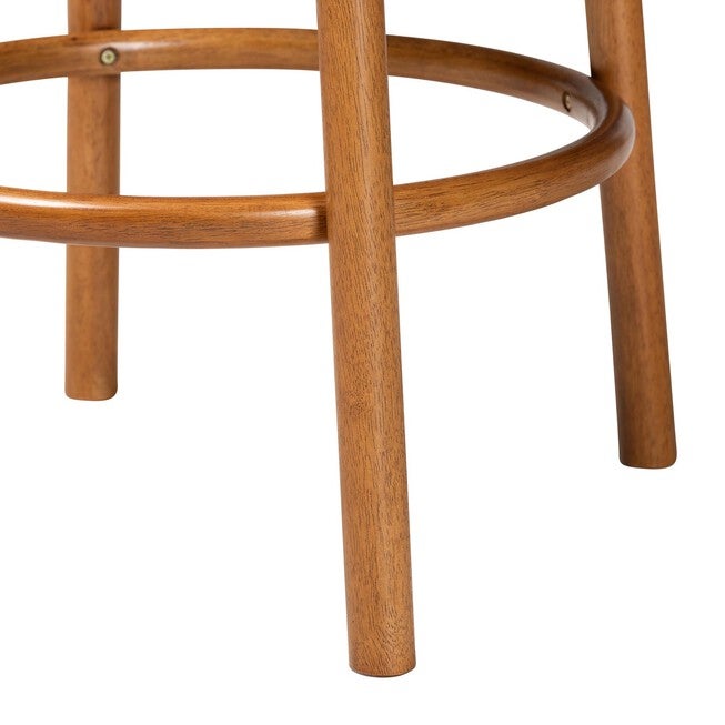 Olwen Modern Japandi Light Grey Boucle Fabric And Walnut Brown Finished Wood 2-Piece Bar Stool Set, , alternate image number 2