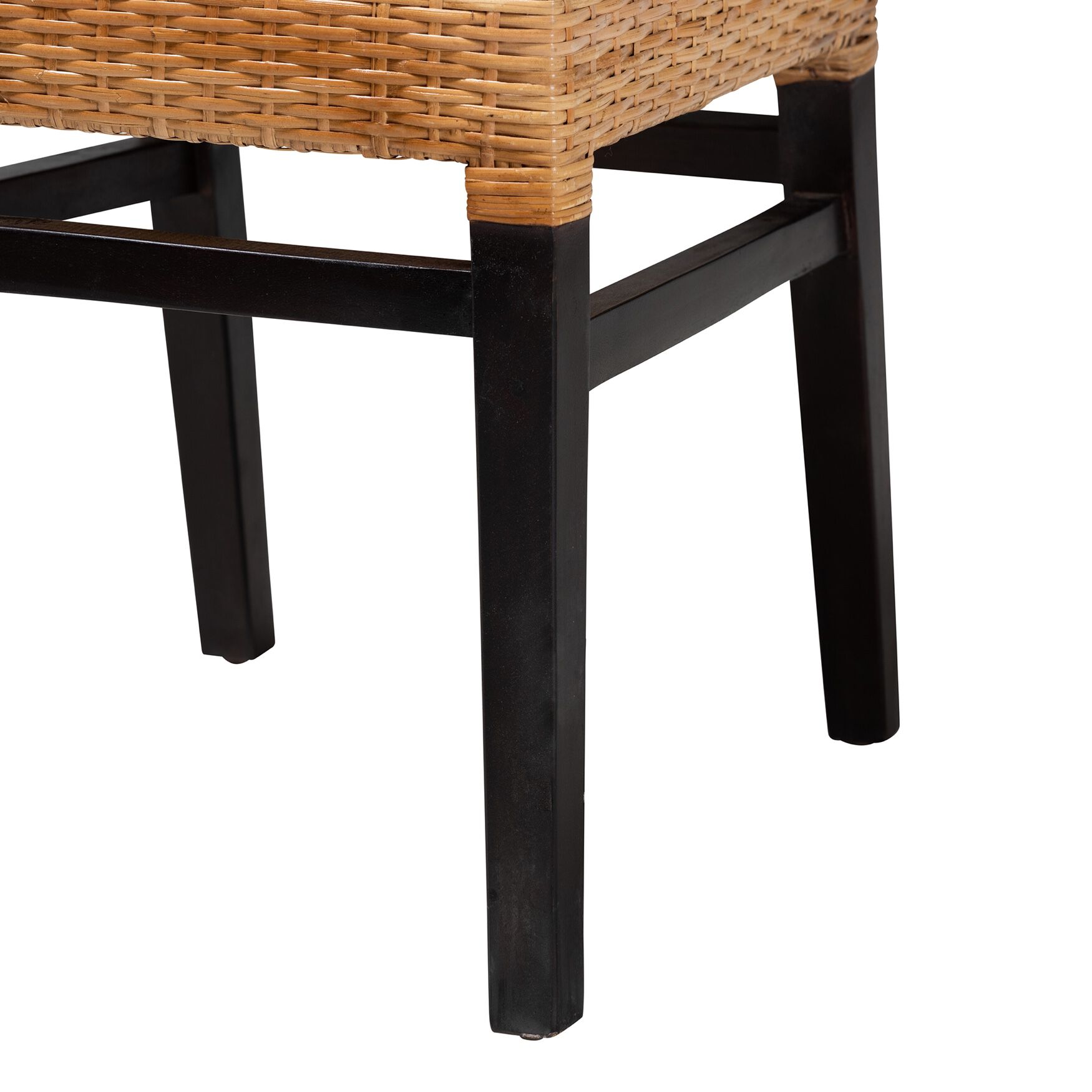 Lesia Modern Bohemian Natural Brown Rattan and Espresso Brown Mahogany Wood Dining Chair, , alternate image number 11