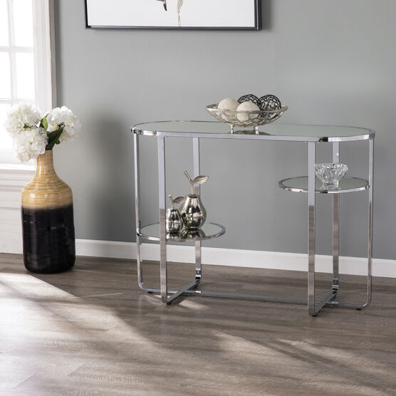 Maxina Mirrored Console Table w/ Storage, SILVER, hi-res image number null