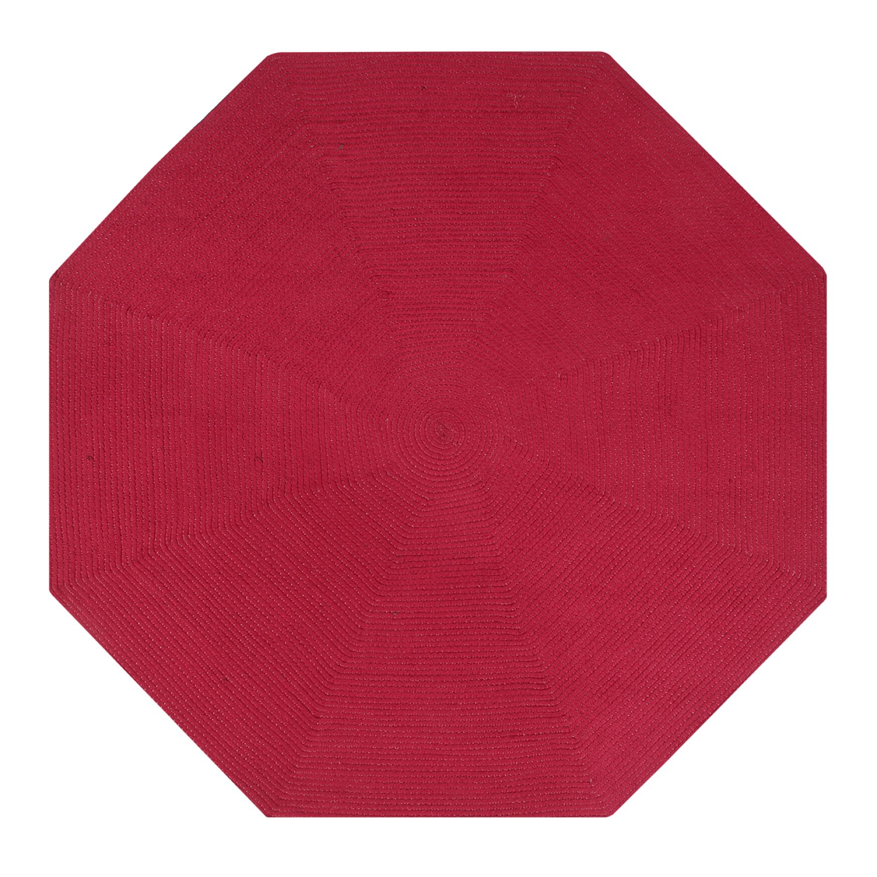 Alpine Braid Collection Reversible Indoor Area Rug, 96 inches&quot; Octagonal , BURGUNDY SOLID, hi-res image number 0
