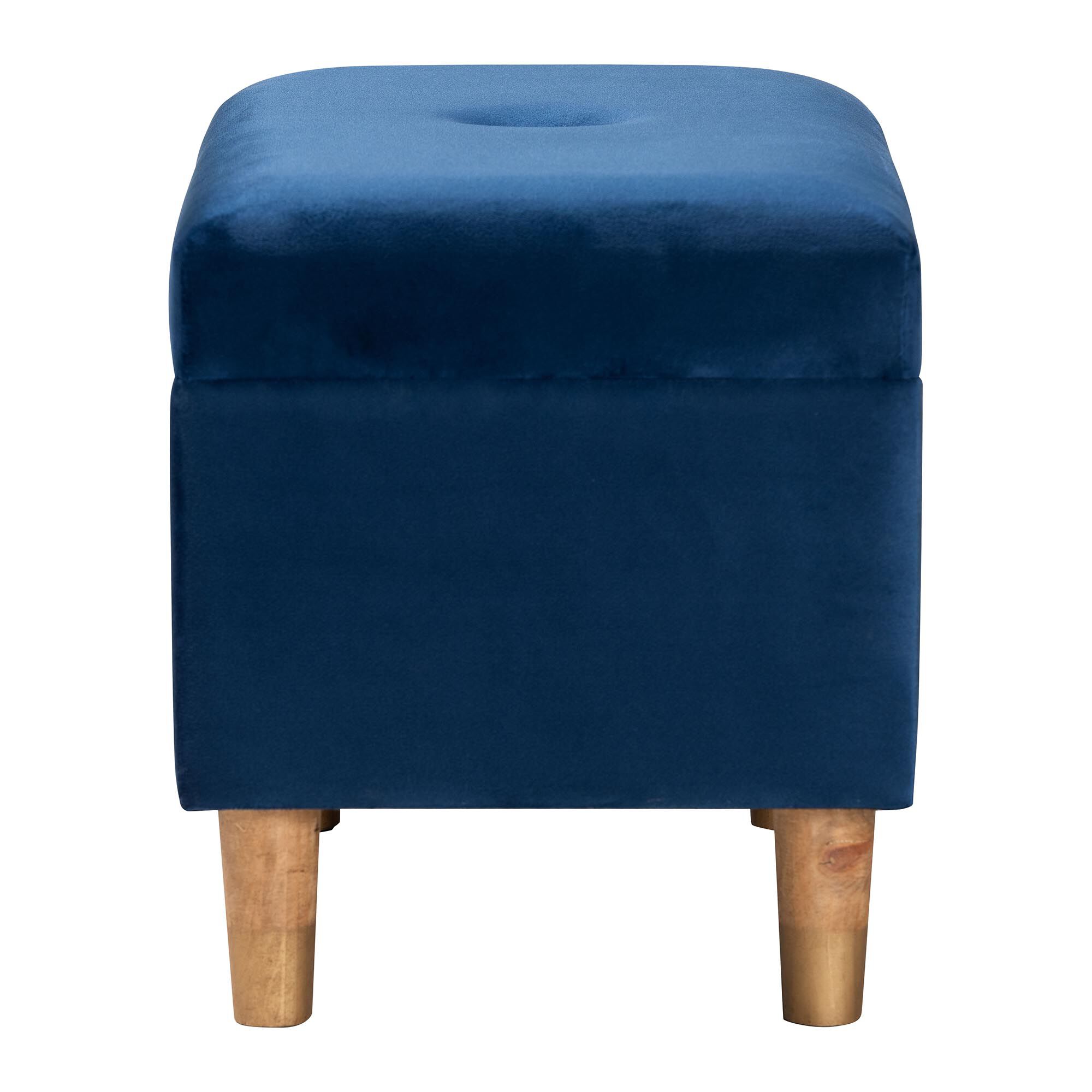 Baxton Studio Elias Modern Navy Blue Velvet Fabric Storage Ottoman, NAVY BLUE, alternate image number 4