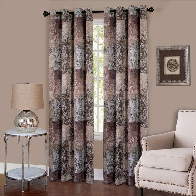 Vogue Grommet Window Curtain Panel, BROWN, hi-res image number null