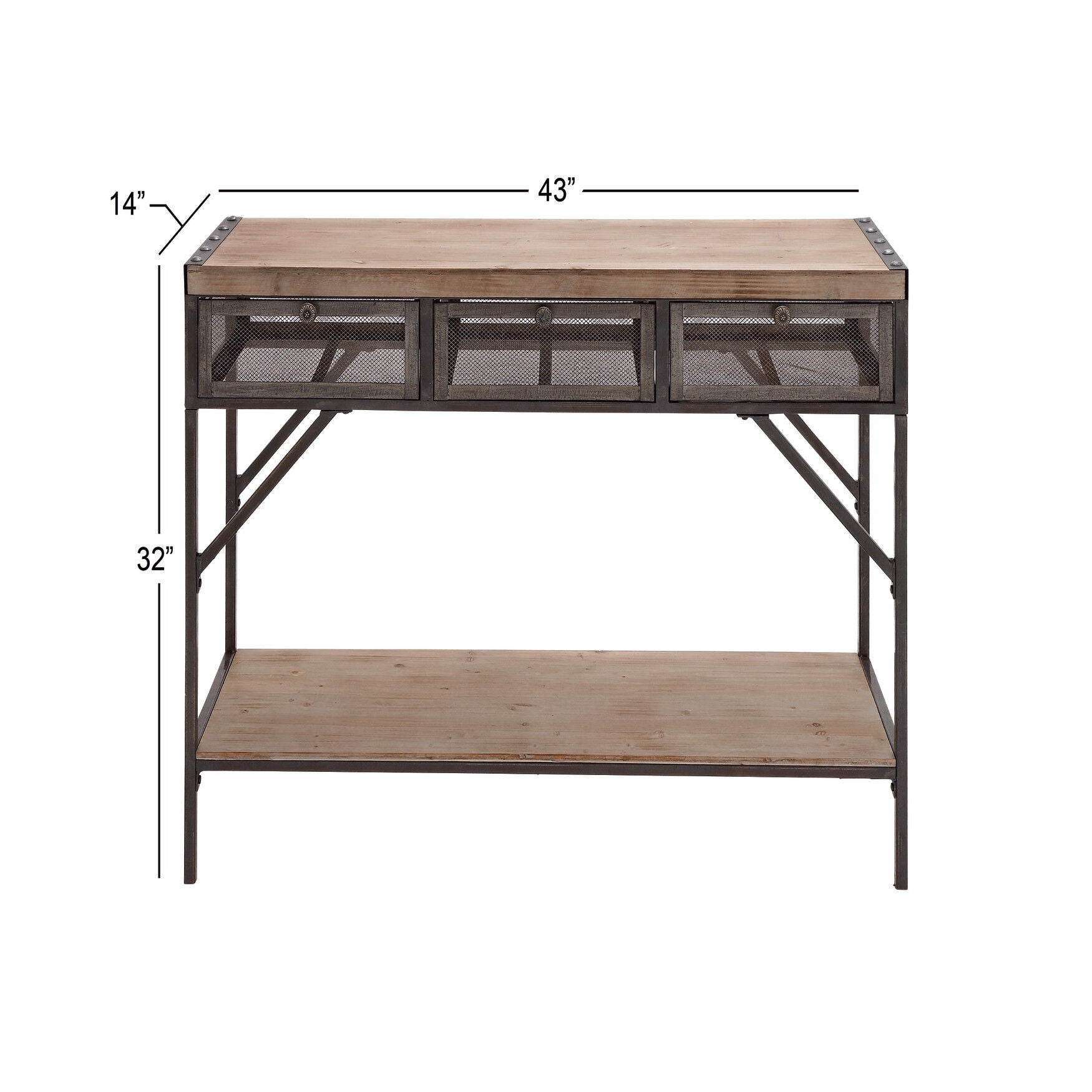 Brown Industrial Metal Console Table, 32 x 43, , alternate image number 4