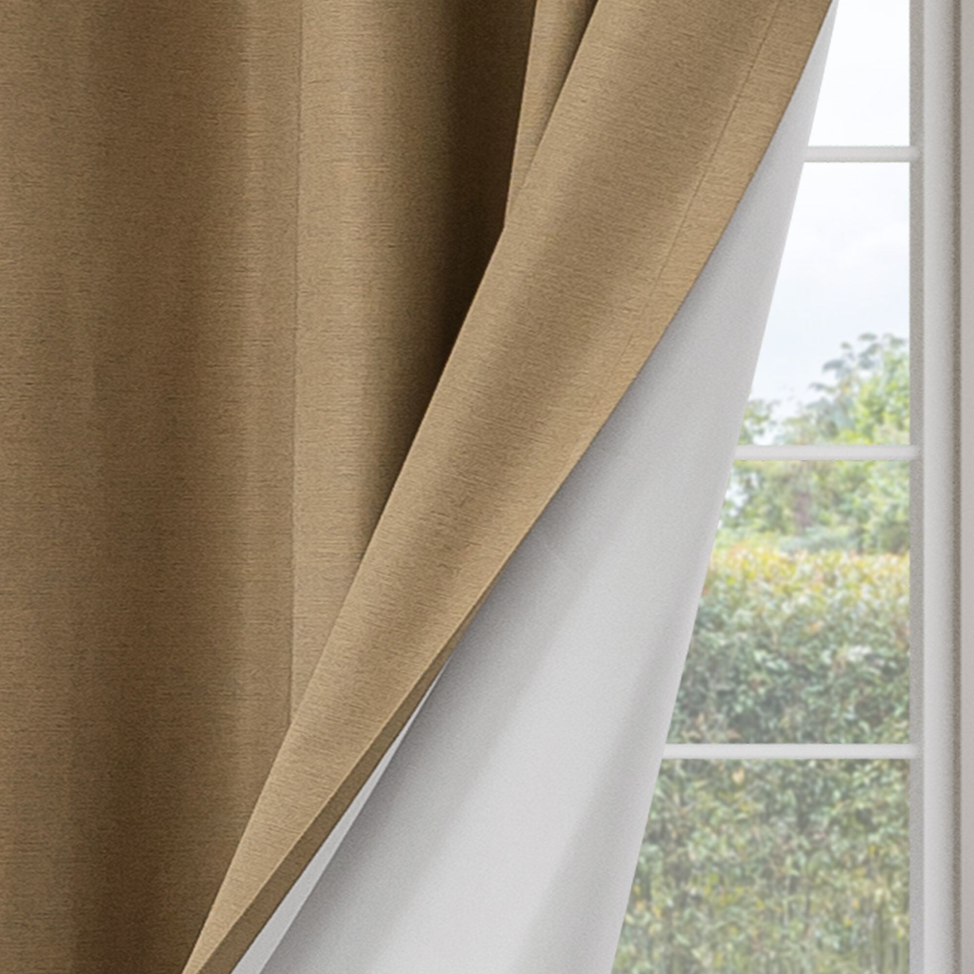 Brushed 100% Blackout Grommet Pair, TAUPE, on-hover image number 1