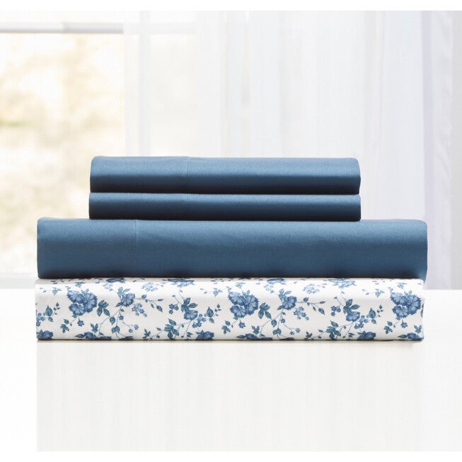 2 Pack Floral Value Sheet Set, BLUESTONE, hi-res image number 0