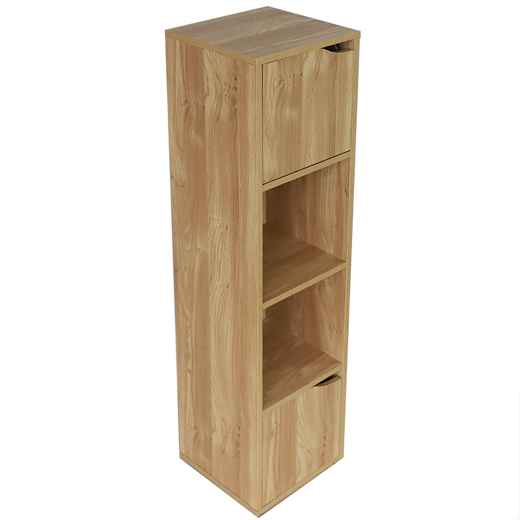 Home Basics 4 Cube Wood Storage Shelf with Doors, NATURAL, hi-res image number 0